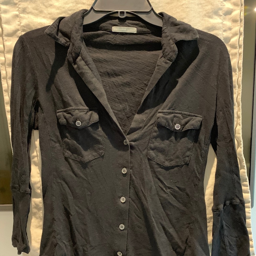 James Perse Button-Down Black Blouse - image 2